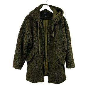 Forever 21 Contemporary Green Teddy Bear Jacket SZ Large